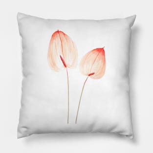 orange anthurium laceleaf wateroclor Pillow