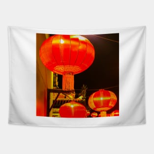 Red lantern street lights for Chinese New Year SQ Tapestry