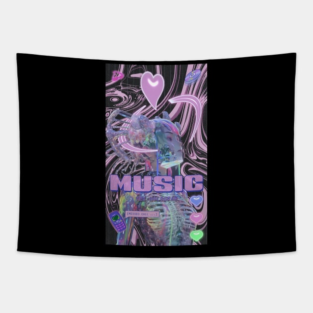 music Y2k hologram Tapestry by Ethereal Graphics