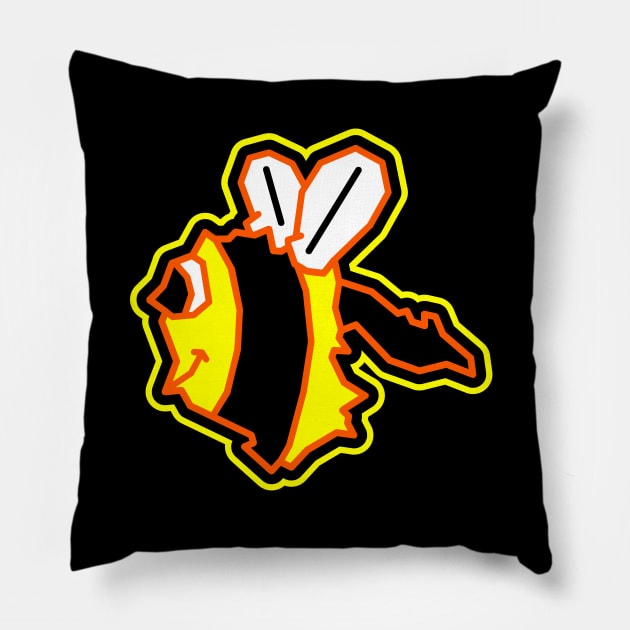 Cute Hornby Island Bee - Black and Yellow Horn-Bee - Hornby Island Pillow by City of Islands