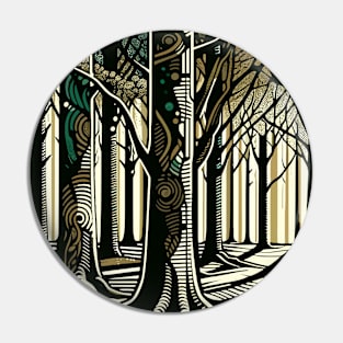 Enchanted Forest Pathway: Abstract Tree Art Pin