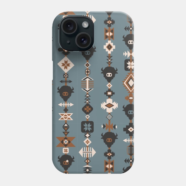 American Prairie Tribal Bull Heads Phone Case by Sandra Hutter Designs