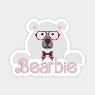 Bearbie Barbie Bear Cute Boy Fun Logo Pink Magnet