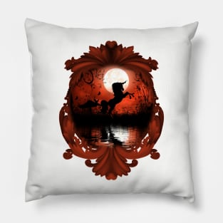 Wonderful unicorn in the moon light Pillow