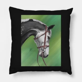 Bridled Dark Gray Horse Pillow