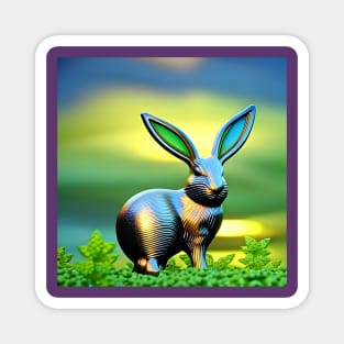 Metal Bunny Rabbit in the countryside Magnet