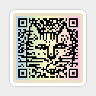 QR Code kitty in black on pastel colors, scan me Magnet