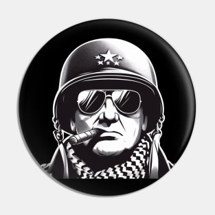 Legendary General George S. Patton Sketch Art T-Shirt Pin