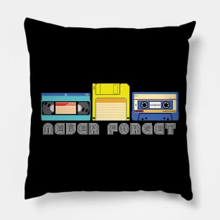 Vintage Never Forget VHS Tape Floppy Disk Cassette Tape Pillow