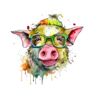 funny pig with glasses T-Shirt