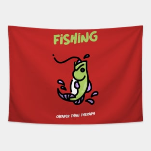 Fishing: Cheaper than Therapy Fishing Tapestry