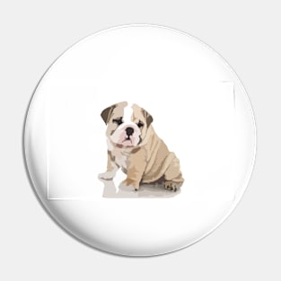 English Bulldog Puppy Digital Painting Pin