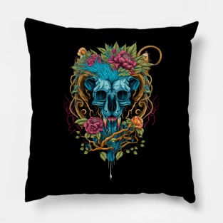 skull and flowers Pillow