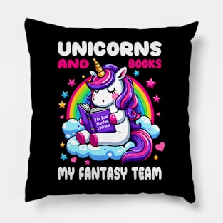 Unicorns and Books: My Fantasy Team Pillow