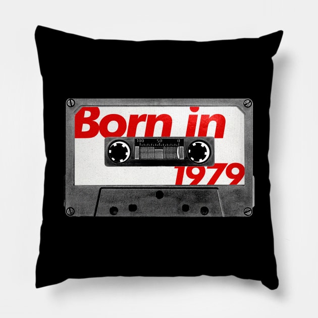 Born in 1979  ///// Retro Style Cassette Birthday Gift Design Pillow by unknown_pleasures