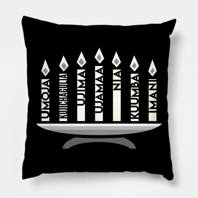 Festive Kwanzaa Candles Holiday (white) Pillow by Elvdant