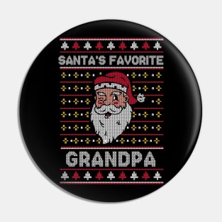 Santa's Favorite Grandpa // Funny Ugly Christmas Sweater // Grandfather Holiday Xmas Pin