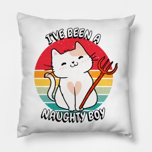 Cute White Cat is a naughty boy Pillow