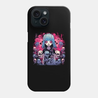 Goth Girl with skulls Pastel Goth Fantasy Kawaii Girl Skulls Phone Case