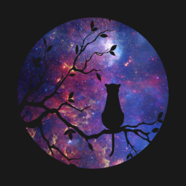 The cat and the moon - Cat - T-Shirt | TeePublic