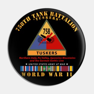 758th Tank Battalion - Tuskers  w SSI Name Tape WWII  EU SVC Pin