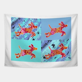 Psychadelic Colors Dog Pattern Tapestry