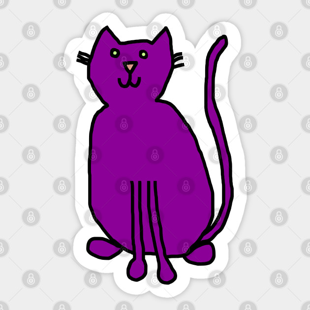 Purple Cat Face Sticker Teepublic