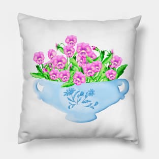 Pansies in a bowl Pillow