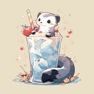 A ferret enjoying a frosty T-Shirt