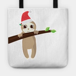 Adorable Sloth & Christmas Hat Tote