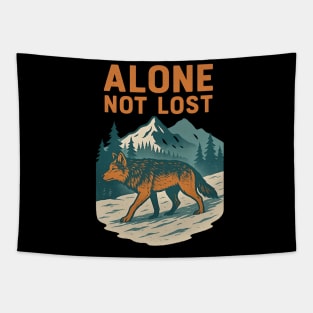 Lone Wolf - Alone Not Lost Wolf Tapestry