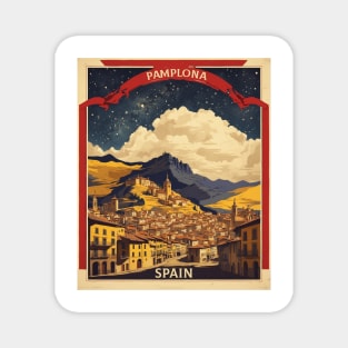 Pamplona Spain Starry Night Travel Tourism Retro Vintage Magnet