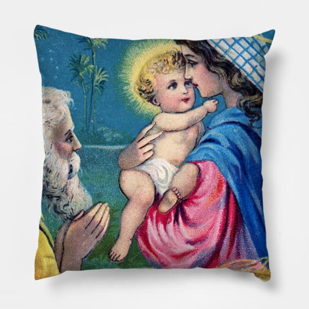 Vintage Christmas Jesus Birth Pillow by RetroSalt