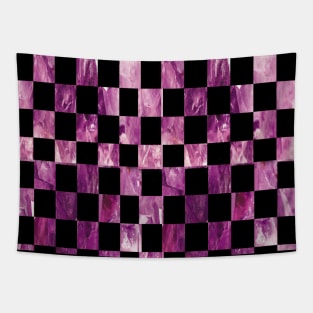 Purple Checkered Pattern, Geometric Abstract Design Tapestry