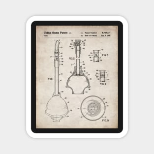 Toilet Plunger Patent - Housewarming Bathroom Art - Antique Magnet