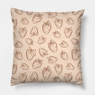 Cute Strawberry Print Strawberries Outline Pattern Beige Pillow