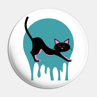 Black Cat with Pink ears Pin