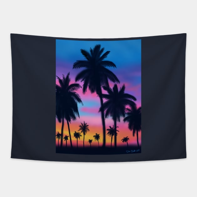 Airbrushed Palm Trees Tapestry by tooner96