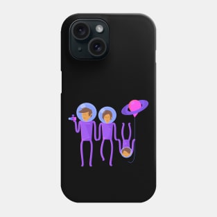 illustration of a family of tourists in outer space Phone Case