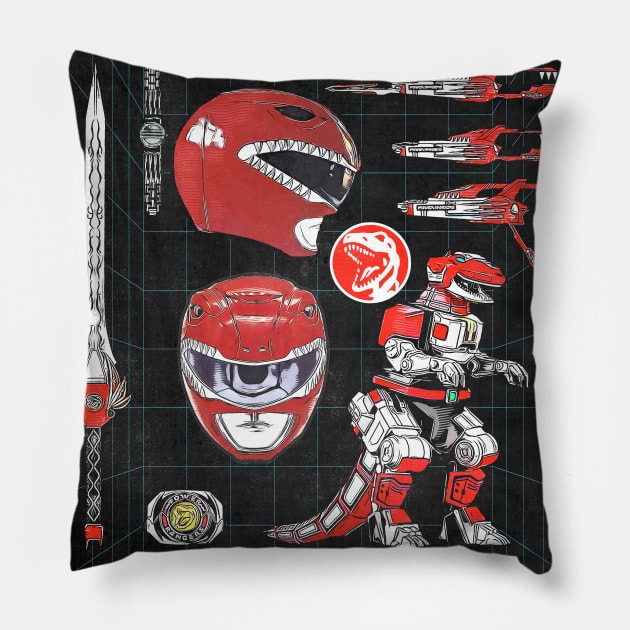 Red Power Weapons Pillow by creativespero