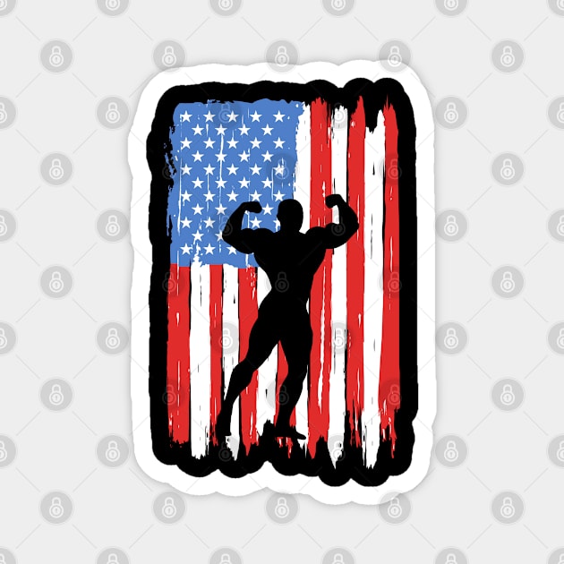 American Flag Bodybuilding Graphic Magnet by adik