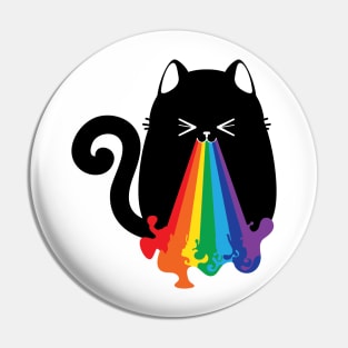 Black cat throwing up rainbow Pin