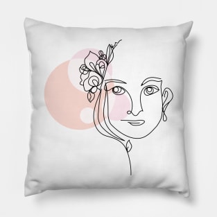 abstract lady, line art woman Pillow