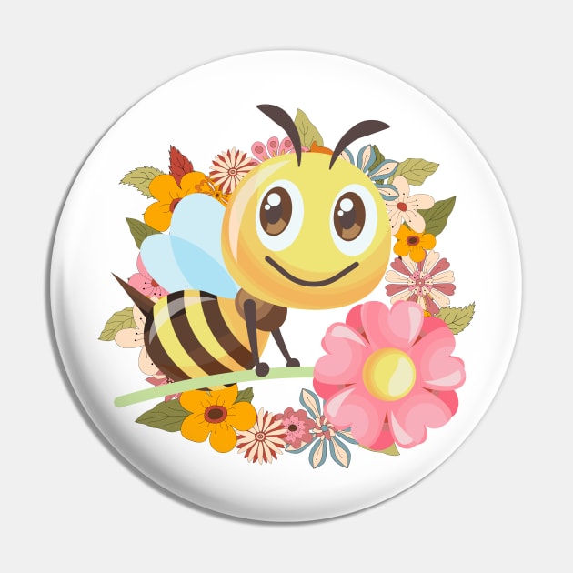 Bee & Flowers Pin by Etopix