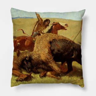 The Buffalo Hunt by Frederic Remington Pillow