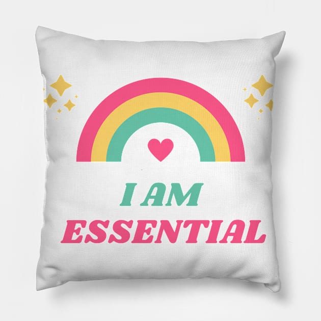 I AM ESSENTIAL Pillow by DOGwithBLANKET