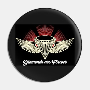 Diamond with Wings Engraving Illustration Pin