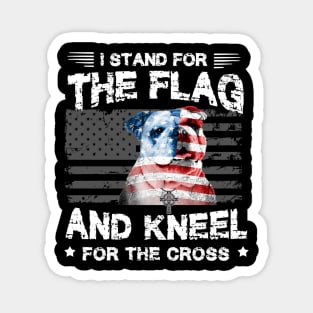 Bulldog Dog Stand For The Flag Kneel For Fallen Magnet