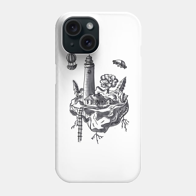 Mysterious Island monochrome Phone Case by JuliaArtPaint