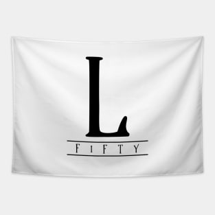 L (Fifty) Black Roman Numerals Tapestry